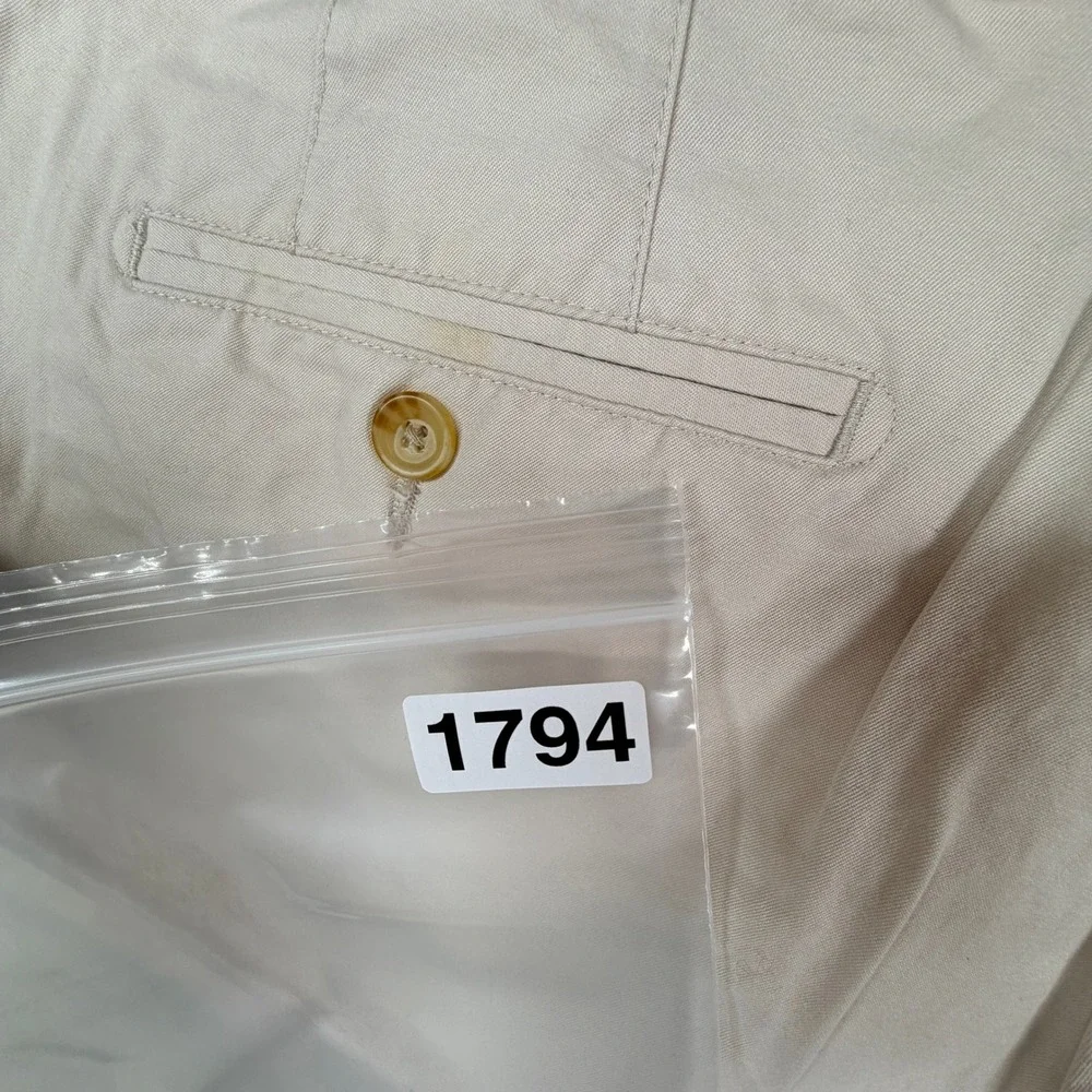 Peter Millar Mens Khaki Beige Flat Front Chino Shorts Size 34 Golf Casual